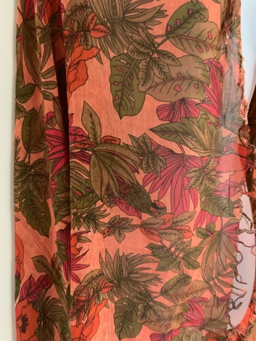 Foulard Bamboo 100% Bamboo Tropical Leaf Print Scarf Large Shawl Wrap Kimono OS